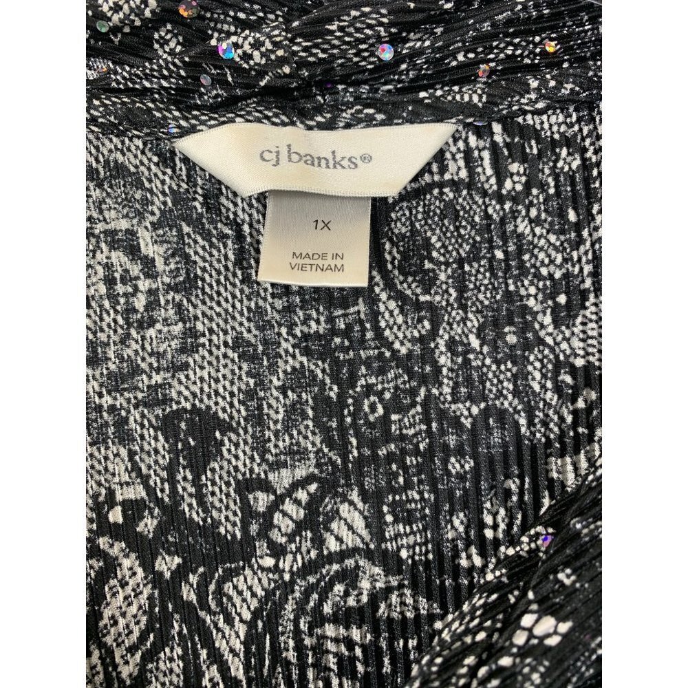 C.J. Banks Women's Black Sparkle Blouse - Picture 3 of 6